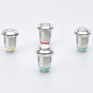 CHYF 12mm Interrupteur à bouton-poussoir momentané <span class=keywords><strong>Type</strong></span> à trois broches avec panneau rouge vert bleu Symbole d'alimentation 2A Offre Spéciale 220v Max. Voltage - Product Image 4