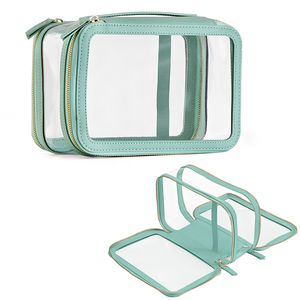 Bolsa de Maquillaje de Viaje Impermeable, Ecológica, de Gran Capacidad, con Cierre de Cremallera Doble y Cuadrado Transparente de PVC, con <span class=keywords><strong>Logotipo</strong></span> Personalizado - Product Image 1