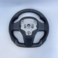 Volant sport en fibre de carbone mate personnalisé par RPPF, cuir perforé noir pour Tesla Model 3 Model Y