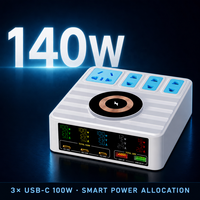 Chargeur GaN 140W avec prises universelles US/EU/UK, pour la maison, le bureau, le dortoir, expédition rapide en 7 jours
