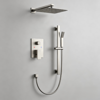 Kit de douche encastré en nickel brossé, combinaison de douche murale résistante au ternissement avec barre coulissante pour salles de bain classiques et modernes