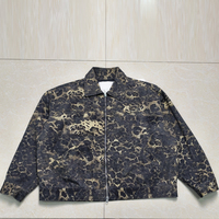 Veste de travail en toile personnalisée, imprimé léopard surdimensionné, fermeture éclair classique, streetwear, hip hop, punk, vintage, streetwear pour hommes, fabrication américaine OEM