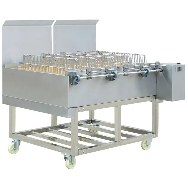 Machine à rôtir de porc au charbon de bois robuste en acier inoxydable, grandes grilles de barbecue avec moteur