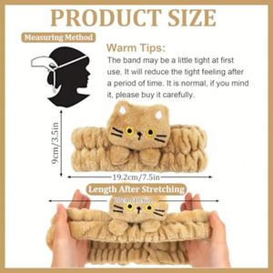 Soft <b>Flannel</b> Cartoon Cat Headband Wide Band Hair Hoop for <b>Face</b> Wash Makeup Removal Skincare Postpartum Cute Gift - Product Image 6