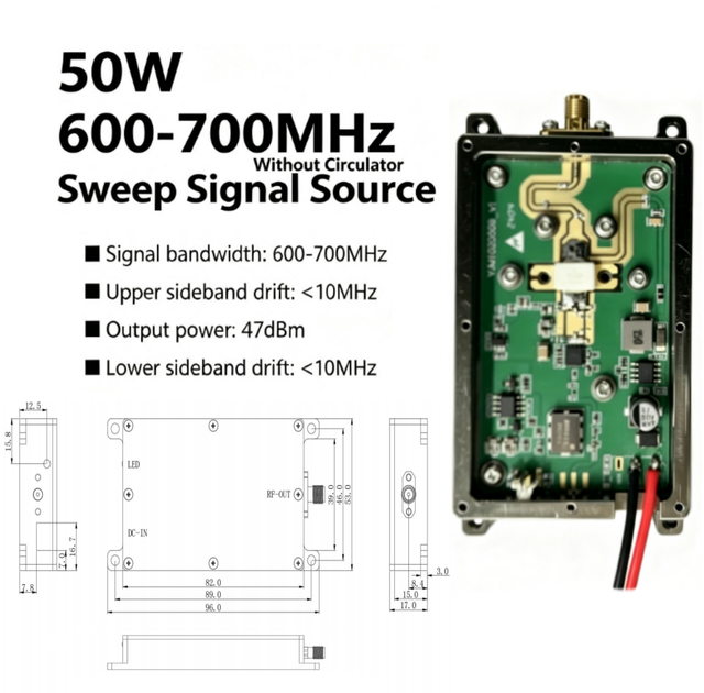 600-700MHz 50W Sweep Signal Source Without Circulator 47dBm 0.6-0.7GHz 50W 0.65GHz RF Module for RF Wireless Application