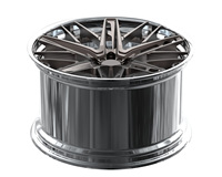 Nouvelles jantes en alliage d'aluminium forgé à rayons multiples, 2 pièces, finition argent poli et bronze foncé brossé pour Corvette C8 (garantie 3 ans)