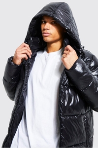 Wholesale Design Fashion Custom Logo Hooded <strong>Puffer</strong> <strong>Jacket</strong> Oversized Parka Down Bubble Winter Thick Men Shiny <strong>Puffer</strong> <strong>Jacket</strong> - Product Image 3