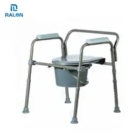 Ralon เก้าอี้ล้อเลื่อนสำหรับใช้ในห้องน้ำ,เก้าอี้ล้อเลื่อนแบบพกพาเก้าอี้เหล็กพร้อมฝาปิด