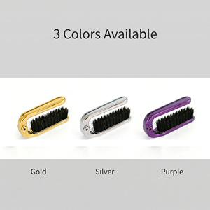 Cepillo <span class=keywords><strong>de</strong></span> Pelo Plegable con Cerdas <span class=keywords><strong>de</strong></span> Masaje, Electrochapado en Oro, Plata y Púrpura, Personalizable, <span class=keywords><strong>para</strong></span> Mujer, Aceptamos OEM/ODM - Product Image 3