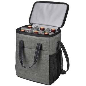 Sac isotherme personnalisé pour 6 bouteilles de vin, durable, réutilisable, isolé, écologique, portable, en polyester, pour le déjeuner, le pique-nique, les aliments - Product Image 2