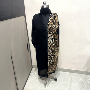 Robe Western de haute qualité confortable à imprimé léopard noir, col rabattu, manches longues, vêtements d'été pour femmes - Product Image 1