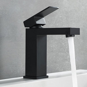 Robinet de lavabo moderne en laiton, mitigeur <span class=keywords><strong>carré</strong></span> en céramique <span class=keywords><strong>à</strong></span> poignée unique pour eau chaude/froide, idéal pour salle de bain, chambre et hôtel - Product Image 2
