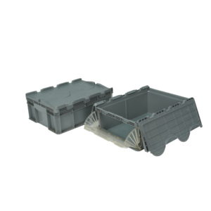 Wholesale Heavy Duty Plastic <strong>Storage</strong> <strong>Crates</strong> Attached Hinged Lid Big Discount Stackable Turnover Boxes Logistics <strong>Crate</strong> Folding - Product Image 4