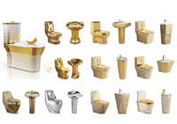 WC monobloc en céramique plaqué or avec siphon en S, ensemble de toilettes dorées pour salle de bain, sanitaires de couleur or