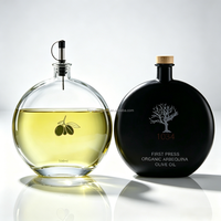 Bouteille en verre vide noir mat transparent de 16 oz (50 cl, 500 ml) pour huile d'olive pressée à froid, liqueur, huile de cuisson, spiritueux avec bouchon