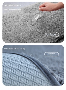พรมเช็ดเท้าห้องน้ำไมโครไฟเบอร์เนื้อนุ่มสีพื้น ดูดซับน้ำได้ดี ด้านหลังเป็น TPR กันลื่น หนานุ่มพิเศษ หรูหรา - Product Image 6