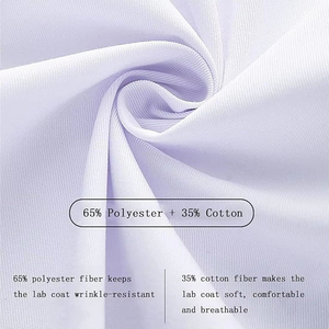 Blouse médicale blanche respirante, légère, durable et confortable avec poignets élastiques et fermeture ajustable - Product Image 4