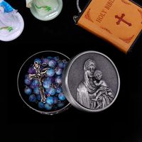 Chapelet catholique pour femme, fait main, imitation perle bleue et violette, diamant, chaîne en bambou sportive, collier, première communion, chrétien