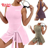 Shorts et jupes de sport pour femmes avec logo personnalisé, respirants, dos nu, sans manches, pour le fitness, la course, le golf, vêtements de sport et de yoga, OEM