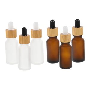 Flacons compte-gouttes en verre transparent, ambré, noir, bleu, vert givré de 10 ml à 200 ml pour huiles essentielles et sérums visage, avec échantillon gratuit pour crème contour des yeux - Product Image 2