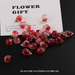 Strawberry Glass <b>Beads</b> For Jewelry Making Crystal Lampwork <b>Loose</b> <b>Beads</b> Pink Red Translucent DIY Handmade Accessories - Product Image 2