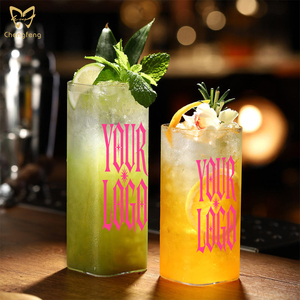 Producto de Venta caliente 2024 estilo del norte de Europa hecho a mano transparente Vertical recto jugo bebida enfriador cóctel vaso - Product Image 1