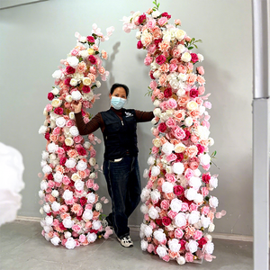Arco de Flores Rosadas y Blancas para Decoración de Eventos y Fiestas al Aire Libre, Fondo de Flores Suaves Hechas a Mano para Bodas, Venta Caliente LEDA - Product Image 1