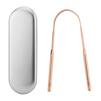 Raspador de lengua de rosa de acero inoxidable y cobre, producto de higiene bucal multiusos para eliminar el mal aliento y el cuidado bucal