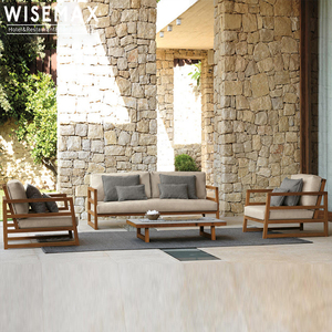 WISEMAX <strong>FURNITURE</strong> Modern <strong>Teak</strong> <strong>Wood</strong> Garden <strong>Furniture</strong> Waterproof Fabric Sectional Outdoor Sofa With Coffee Table Patio <strong>Furniture</strong> - Product Image 1