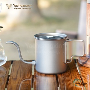Pure titanium outdoor hand brewed coffee pot with spout, detachable <b>cup</b>, mug, <b>camping</b> lightweight with lid, portable - Product Image 6