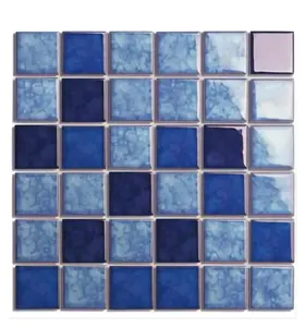 Dunkelblaue Farbe passend Schnee glasur Schwimmbad Mosaik glasiert Mesh montiert Porzellan Mosaik Keramik Mosaik fliesen 306*306mm