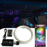 Kit d'éclairage LED à fibres optiques RGBW avec contrôle musical via application, pour plafond étoilé, alimentation 12V (prise allume-cigare), logo personnalisé, éclairage optique pour intérieur automobile