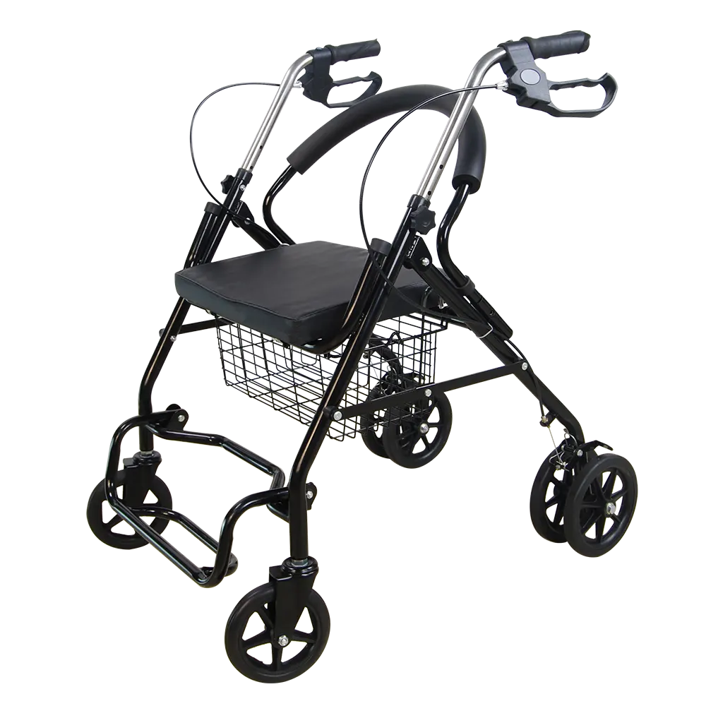 2023 Venta caliente 4 ruedas Rollator aluminio plegable con un pie andador para ancianos