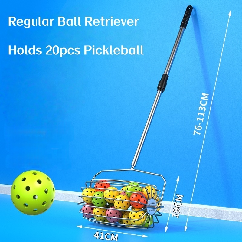 Wholesale OEM Luspeed Silver ABS & Stainless Steel Adjustable Portable Pickleball Ball Picker Training Accessory