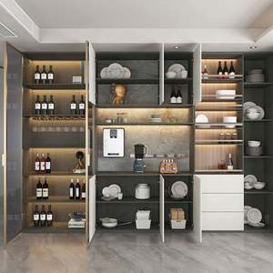 Buffet en bois pliable de style nordique moderne pour la cuisine, la salle à manger, les salons et le bar à domicile avec fonction de rangement et d'exposition - Product Image 4