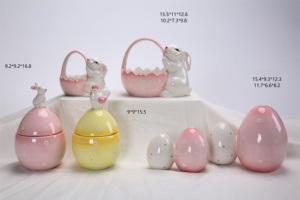 Peinture colorée Céramique Mignon animal <span class=keywords><strong>Oeuf</strong></span> pot <span class=keywords><strong>de</strong></span> bonbons et pot à biscuits et pot <span class=keywords><strong>de</strong></span> <span class=keywords><strong>chocolat</strong></span> - Product Image 5