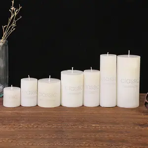 5*10 Wholesale White Candle Unscented Smokeless Multi Sizes Cylindrical Candles For Wedding Home Decoration Spa Church Ornament