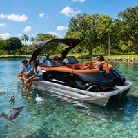 Nouveau bateau ponton en aluminium de 22 pieds, 12 personnes, moteur hors-bord, pêche, échelle de bain, arche sportive, console, certifié CE, personnalisable