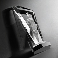 Trophée en cristal personnalisé en forme de lame, conçu sur mesure pour la reconnaissance des employés exceptionnels, commémoratif du championnat