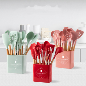 13 Pcs Nonstick <b>Silicone</b> Cooking Utensils for Heat Resistant Cookware Colorful Kitchen Utensils with Wooden Handle - Product Image 3