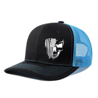 Casquette de camionneur pour homme à impression numérique personnalisée, 6 panneaux, en coton et maille, réglable, respirante, pour Halloween, fête, sport en plein air
