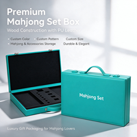 Boîte de Mahjong Bleu Lac Personnalisée, Bois + Cuir PU, Motif/Couleur/Taille Personnalisés, Étui de Transport Premium Multi-Styles, Rangement Durable
