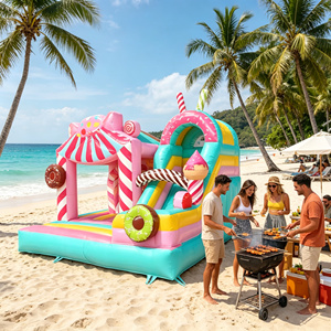 Château gonflable personnalisé en PVC pour enfants, thème bonbons et crème glacée, pour fêtes en extérieur et en intérieur, aire <span class=keywords><strong>de</strong></span> jeux gonflable - Product Image 1