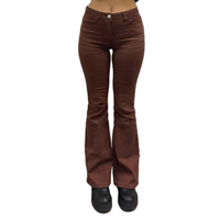 2025 Pantalon bootleg skinny évasé à taille haute pour femmes à la mode-Denim respirant, logo de taille brodé pour un style chic