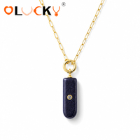 LUCKYJIU Fabricant de bijoux personnalisés, collier superposé en pierre naturelle malachite œil de tigre plaqué or 18 carats, résistant à l'eau, pour femmes