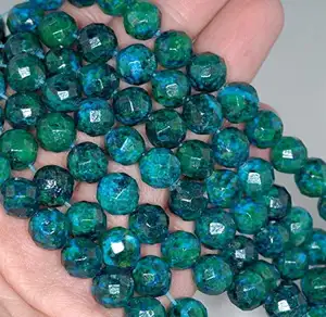 Chrysocolla Gemstone Faceted Round Loose Beads