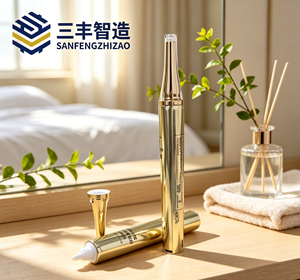 Metallic Gold Electroplated Cosmetic Squeeze Tube with Clear Acrylic Applicator Cap - Product Image 2