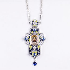 Zd072 טקסי דלוקס אורתודוכסי מתנה רוחנית עיצוב עליון שרשרת צלב החזה עם אמייל ואבני חן - Product Image 5