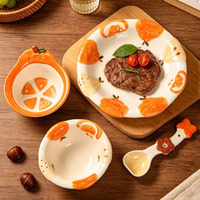 Schattig cartoon 3D geëmbossed fruit keramiek servies, exquisiete ontbijt fruit dessert bord