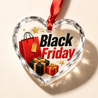 Gantungan Kunci Kaca Kristal Bentuk Hati Hadiah Black Friday, Ornamen Gantungan Kunci Kaca Cetak Logo Kustom, Grosir Pesanan Massal